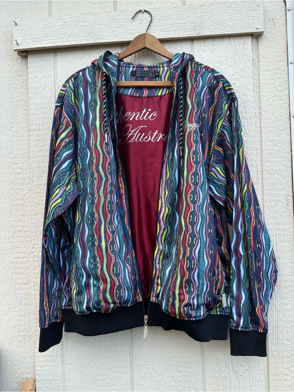Coogi Hoodie Mens XL Streetwear Urban Abstract Y2K Hip Hop Zip Up Jacket Multi